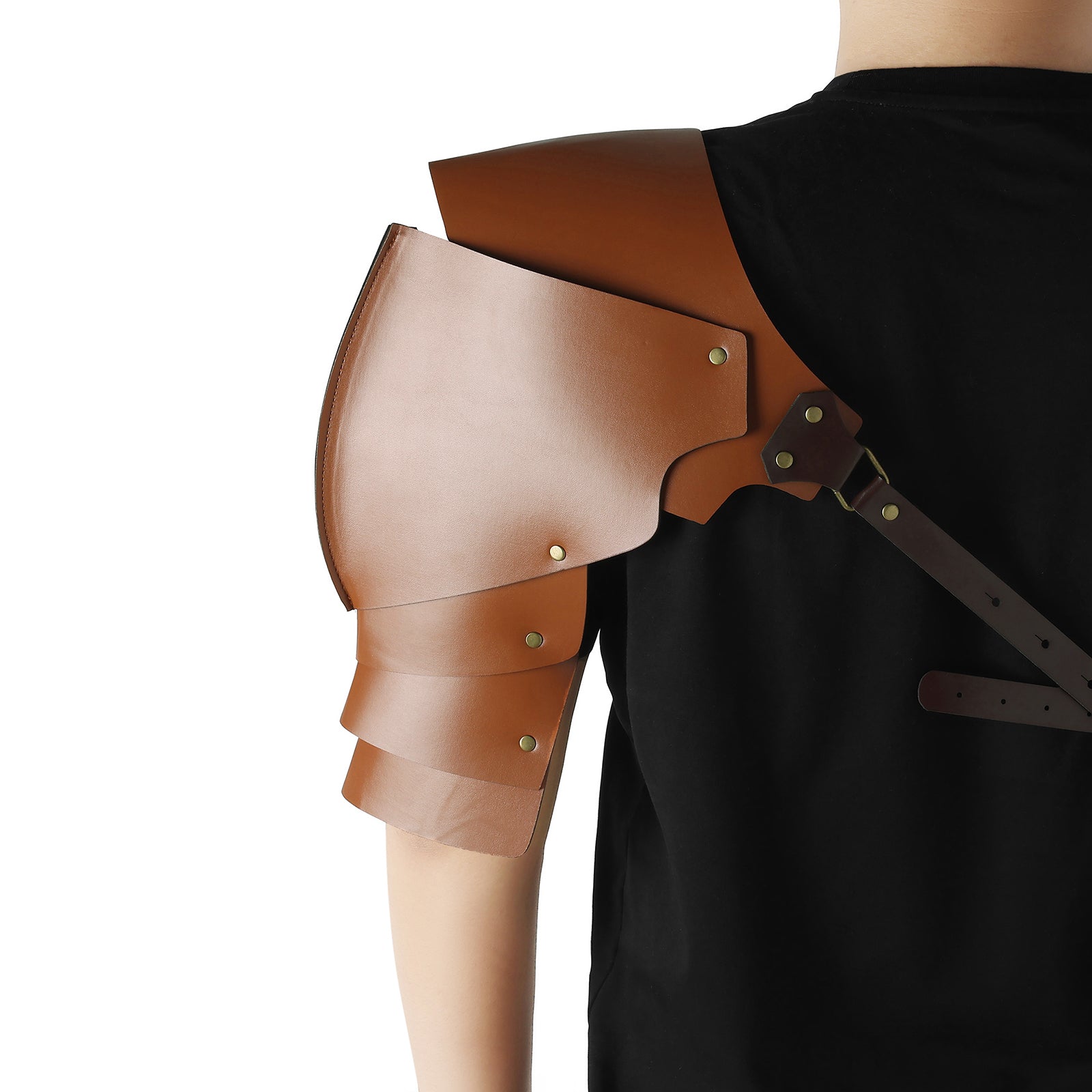 Leather Shoulder Armor Chest Harness Adjustable Rivet Decor