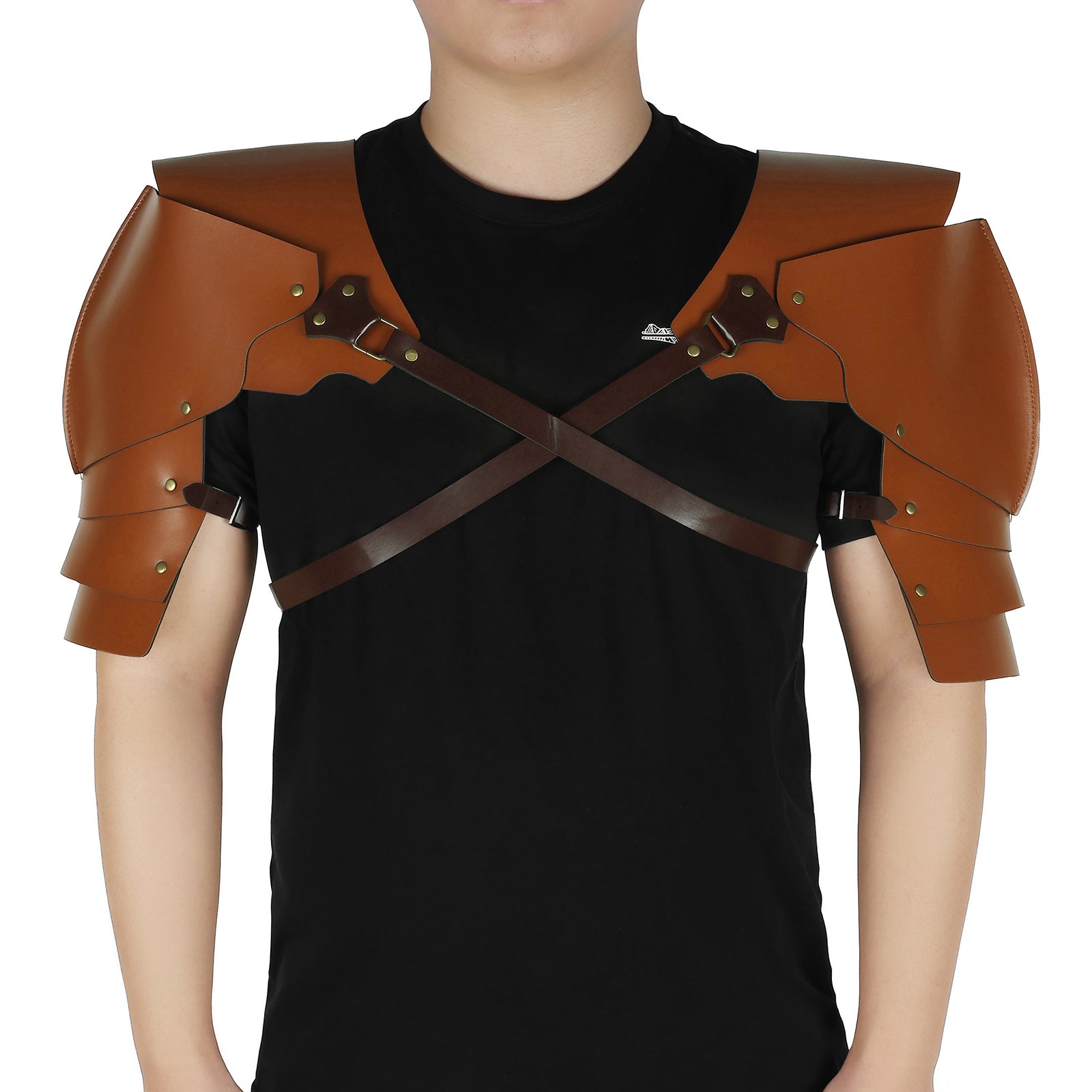 Leather Shoulder Armor Chest Harness Adjustable Rivet Decor