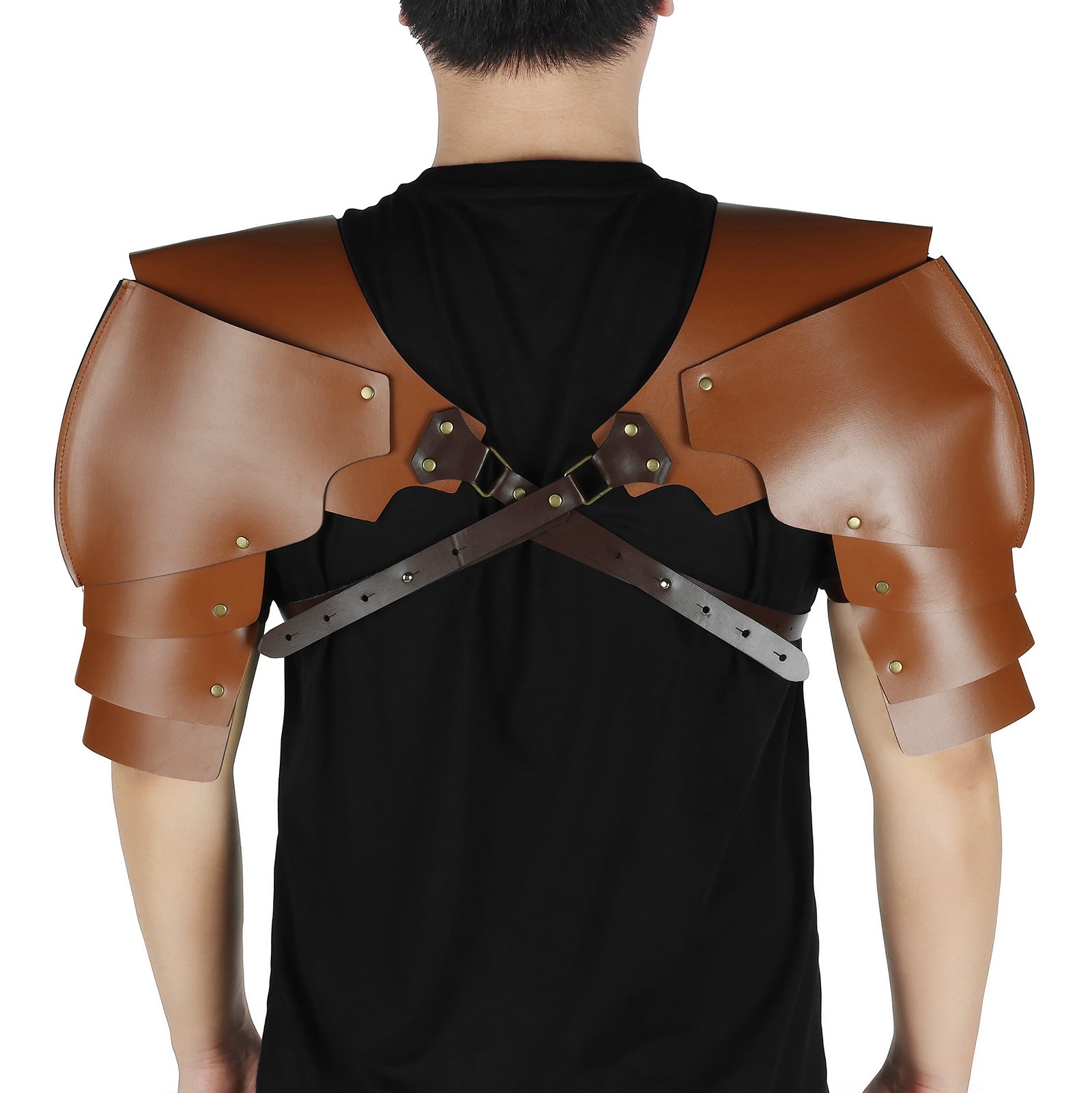 Leather Shoulder Armor Chest Harness Adjustable Rivet Decor