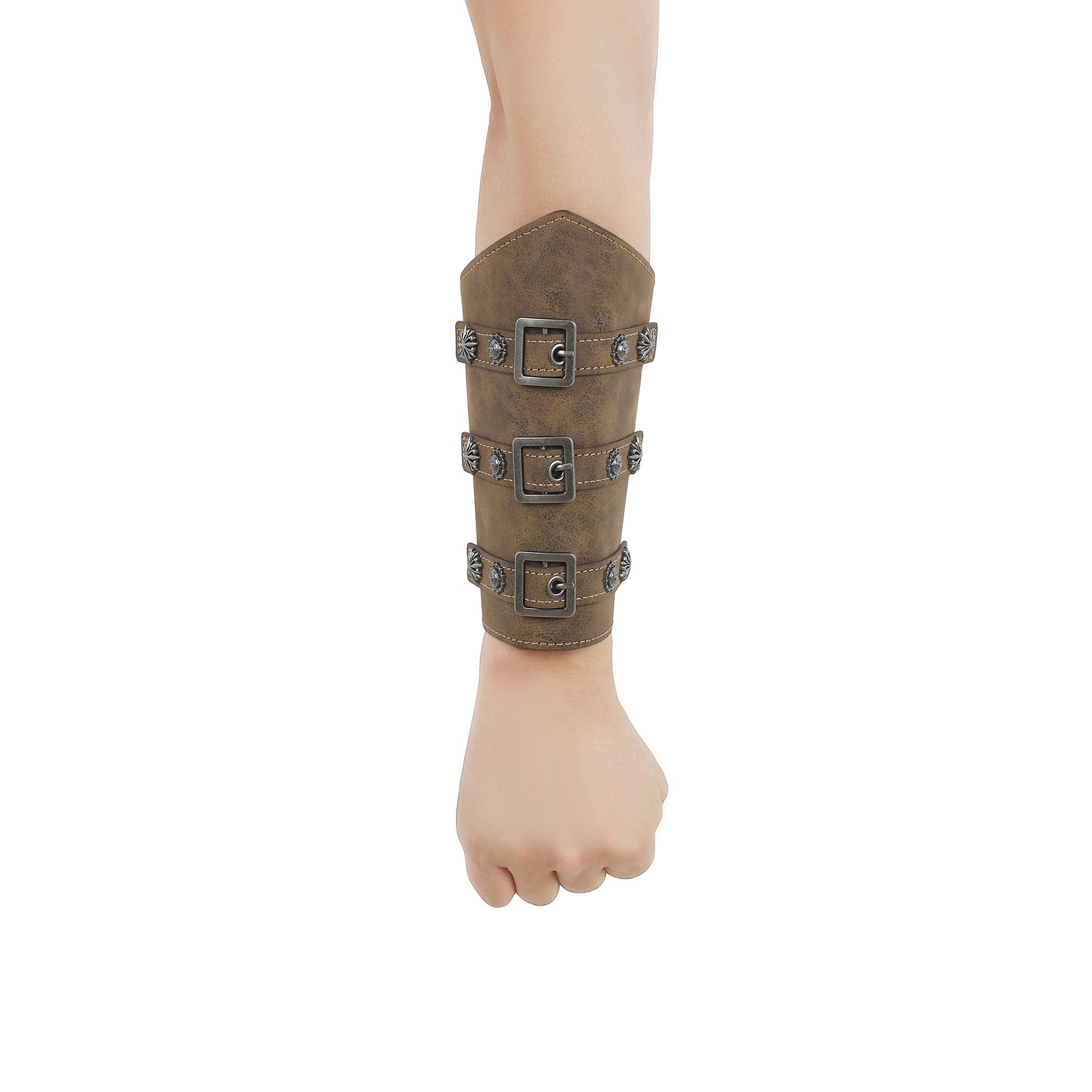 Medieval Leather Buckle Arm Bracers for Theme Party