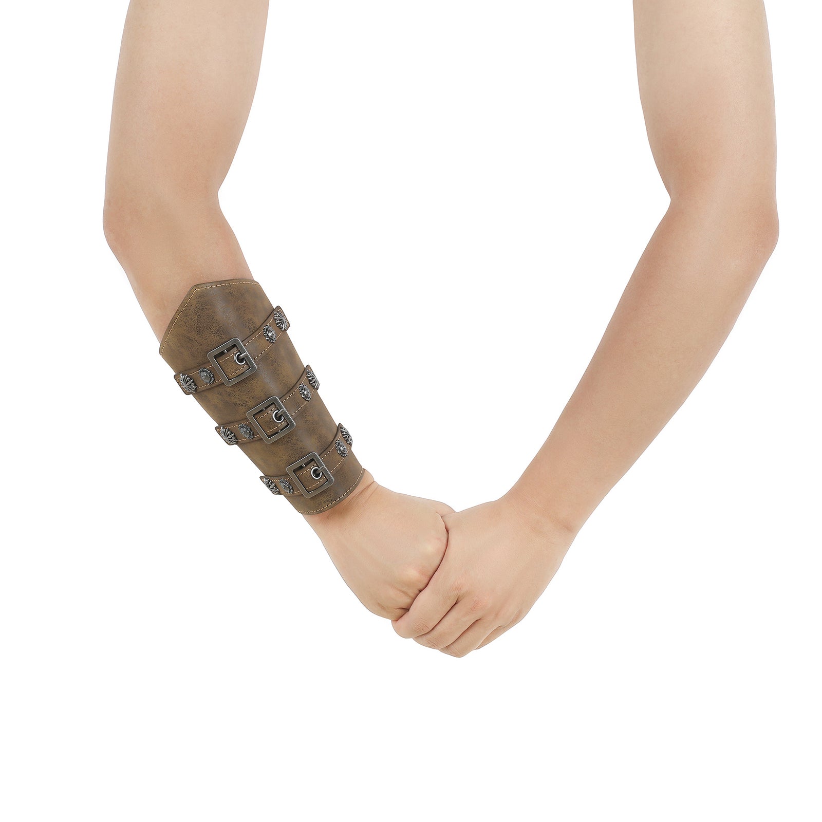 Medieval Leather Buckle Arm Bracers for Theme Party